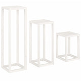 Ensemble de supports pour plantes 3pcs Blanc Bois de pin massif