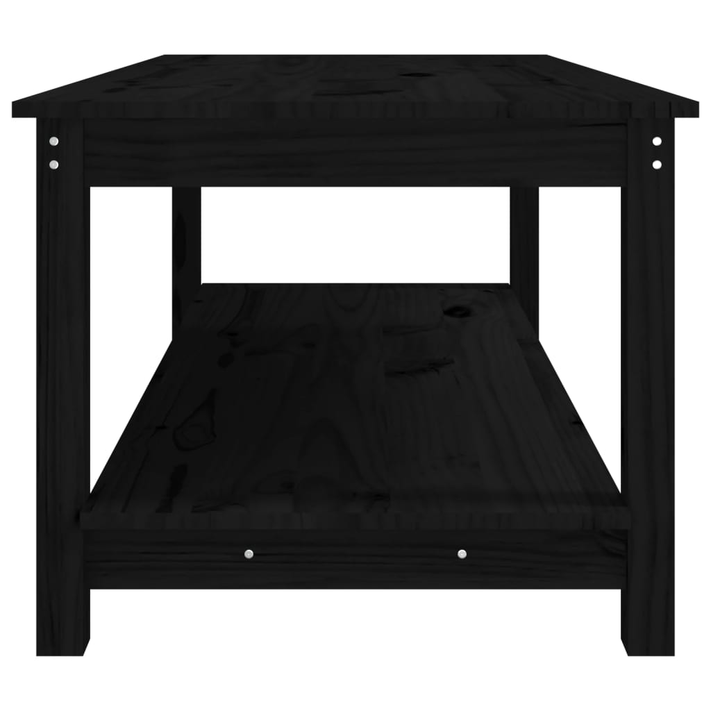 Table basse Noir 110x55x45 cm Bois massif de pin