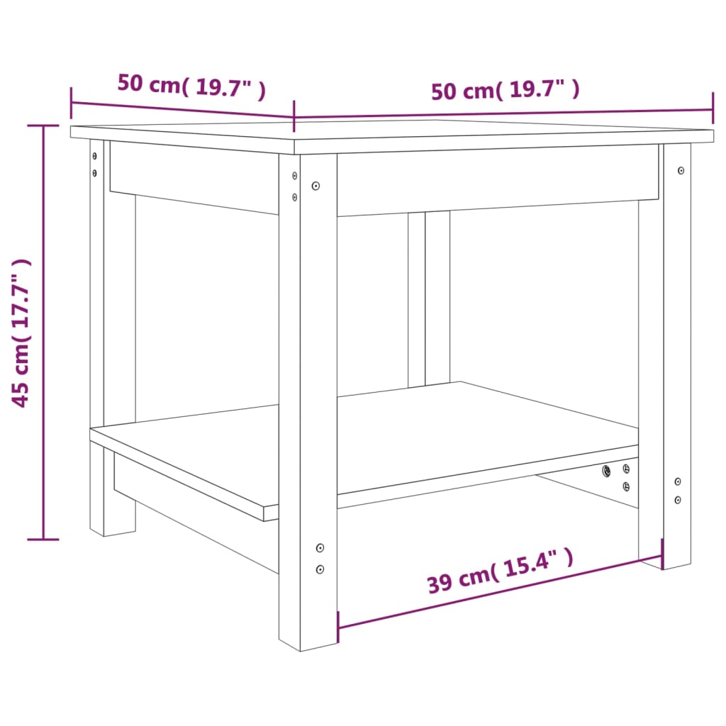 Table basse 50x50x45 cm Bois massif de pin