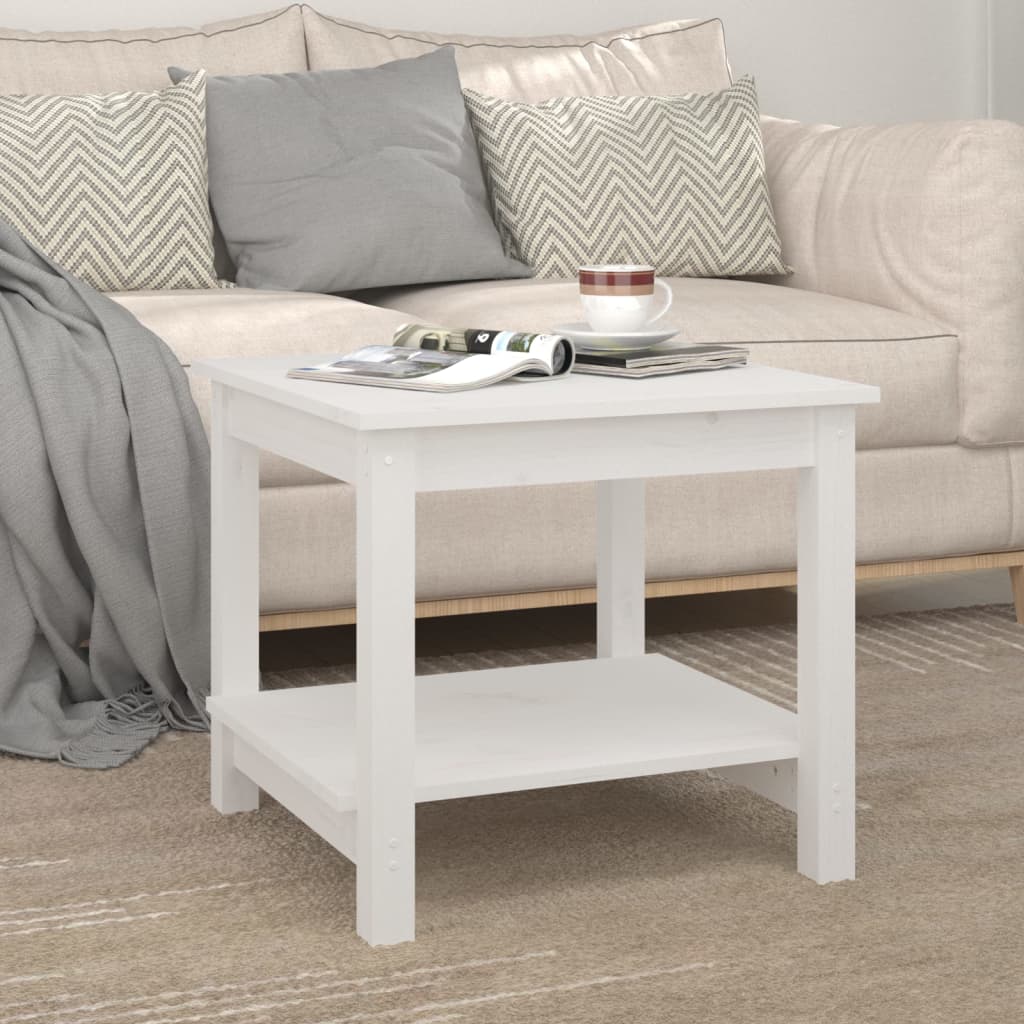 Table basse Blanc 50x50x45 cm Bois massif de pin