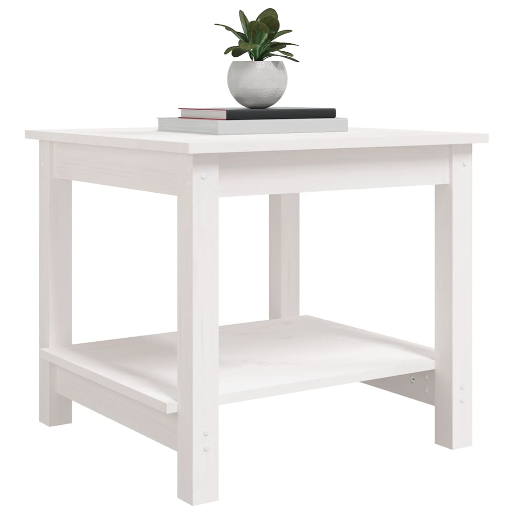 Table basse Blanc 50x50x45 cm Bois massif de pin