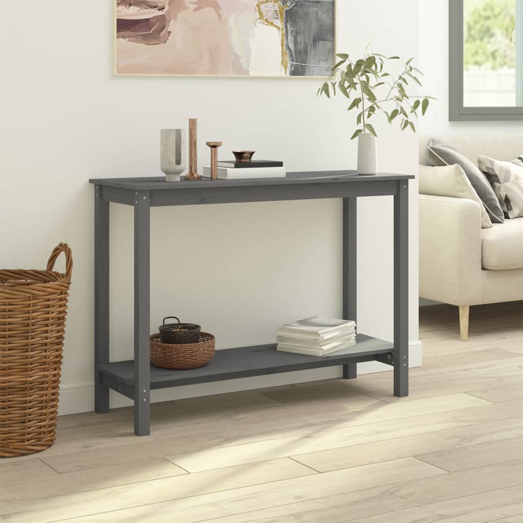 Table console Gris 110x40x80 cm Bois massif de pin