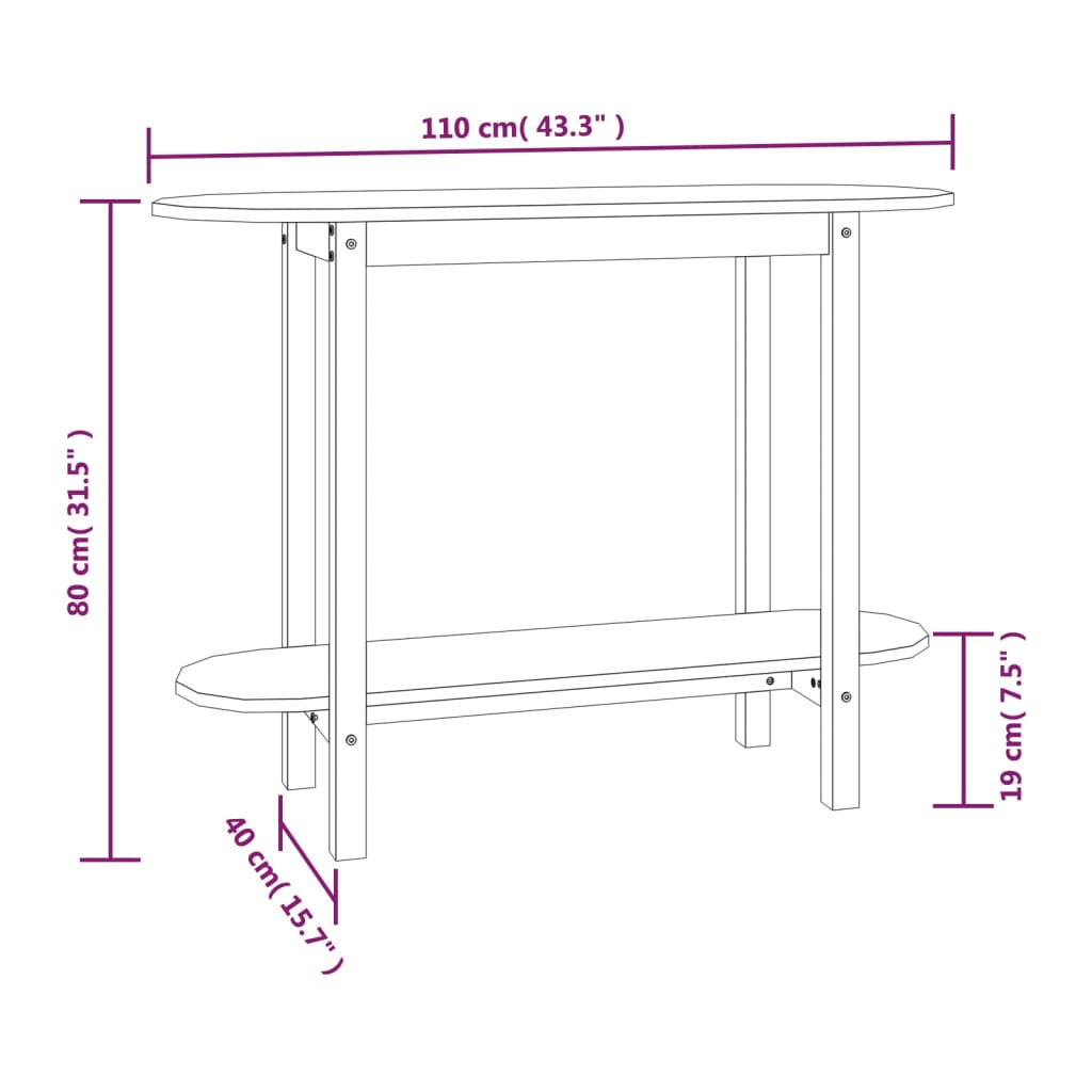 Table console Blanc 110x40x80 cm Bois massif de pin