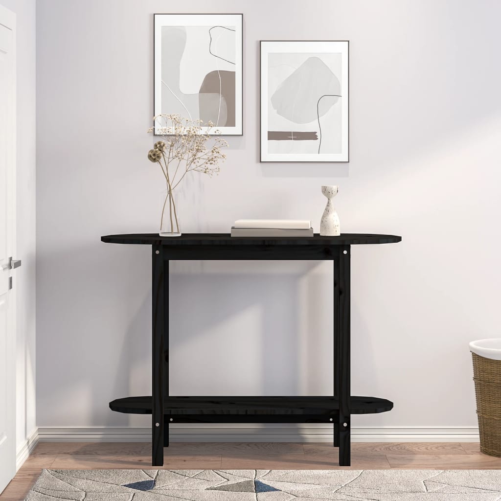 Table console Noir 110x40x80 cm Bois massif de pin