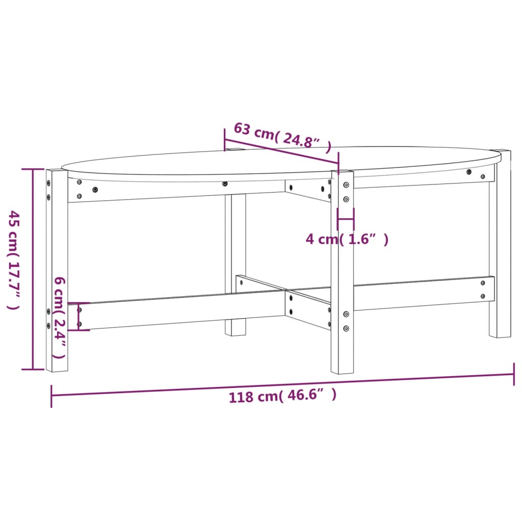 Table basse Gris 118x63x45 cm Bois massif de pin