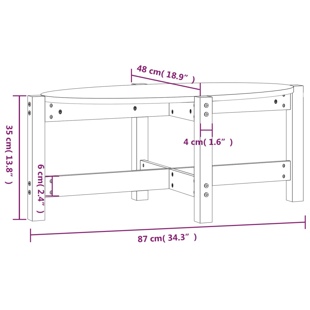 Table basse 87x48x35 cm Bois massif de pin