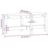 Couchtisch Schwarz 87x48x35 cm Massives Kiefernholz