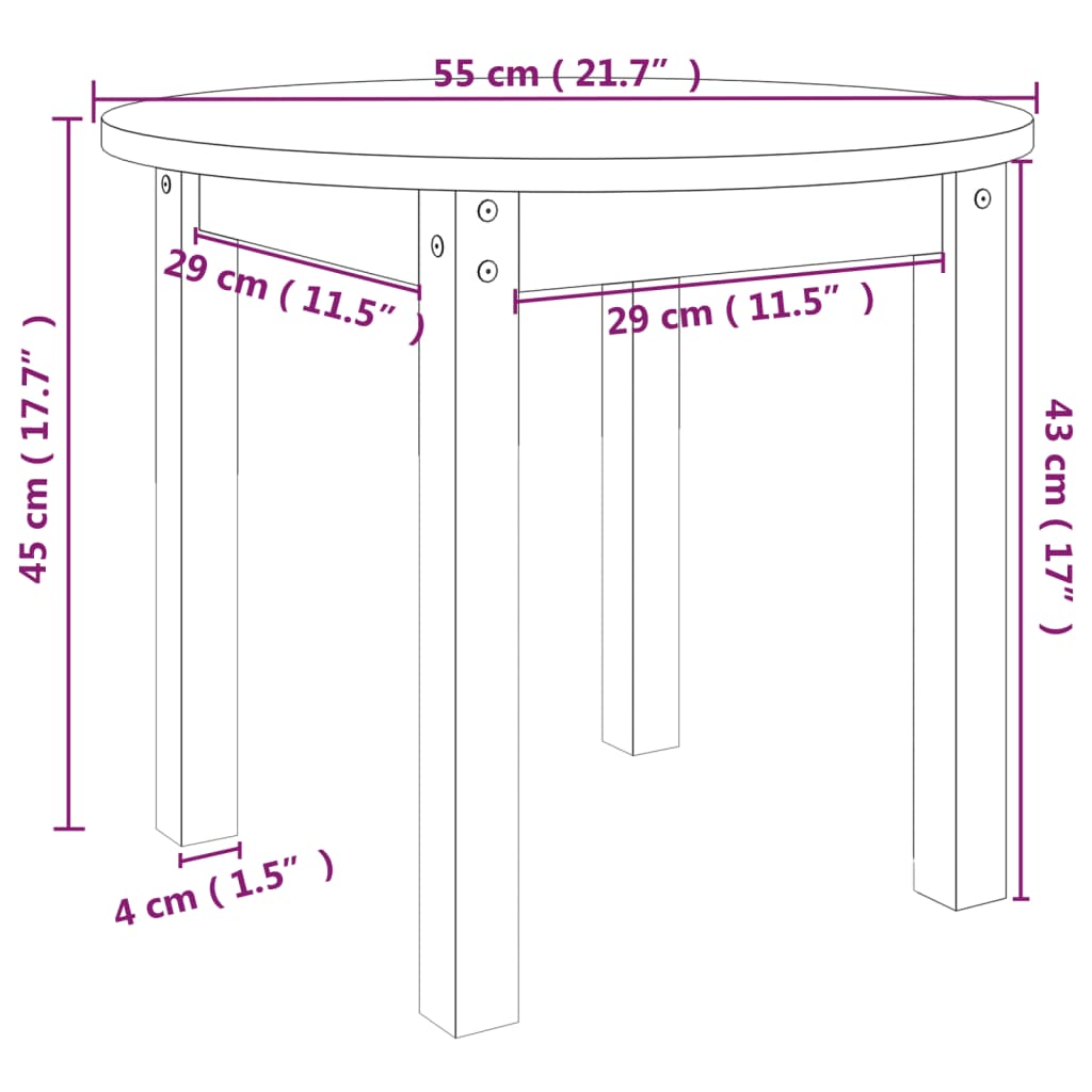 Table basse Blanc Ø 55x45 cm Bois massif de pin