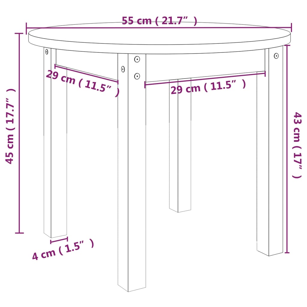 Table basse Gris Ø 55x45 cm Bois massif de pin