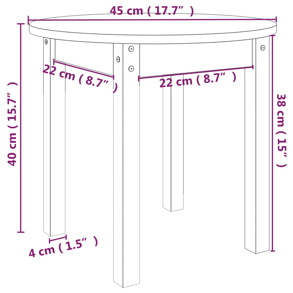 Weißer Couchtisch Ø 45x40 cm Massives Kiefernholz