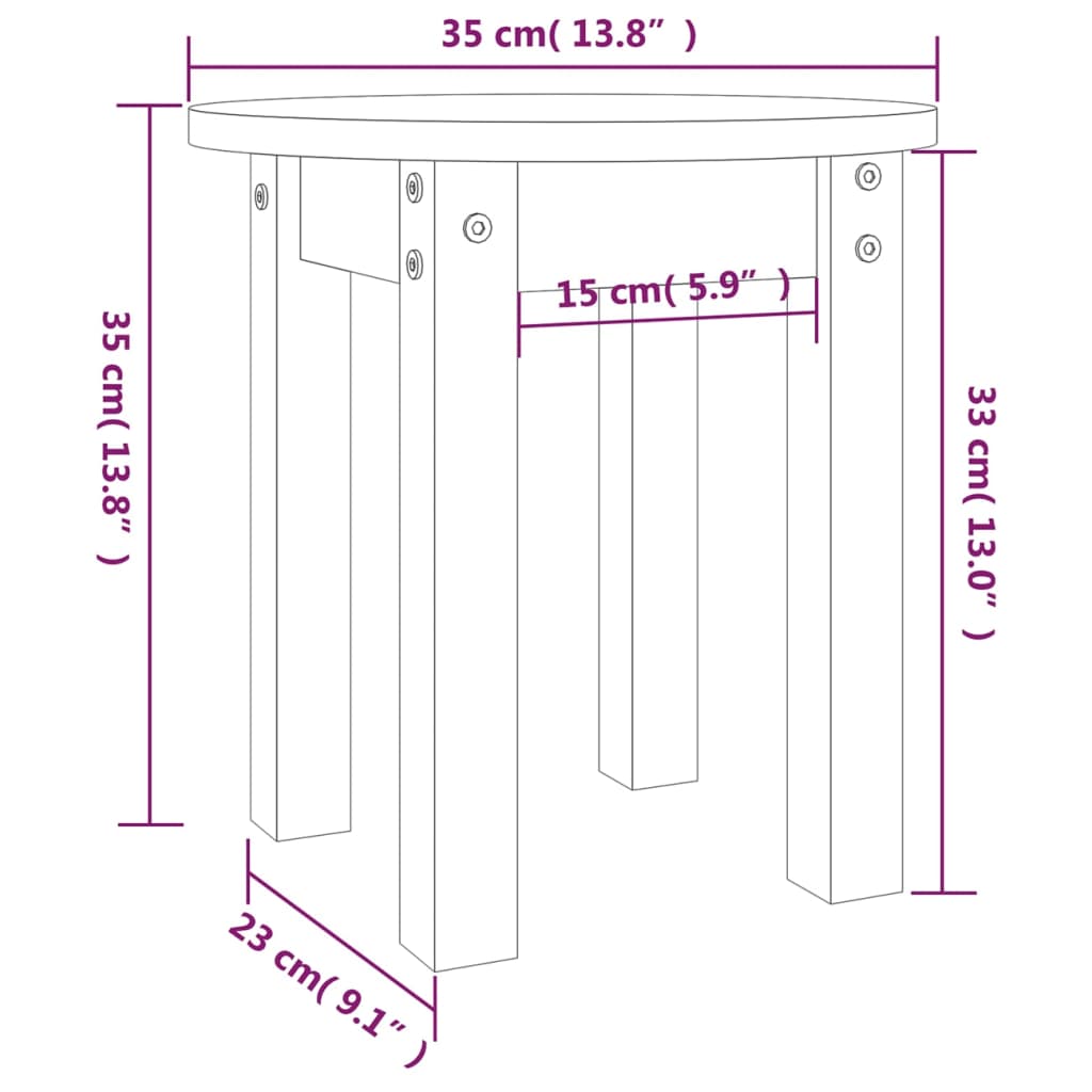 Couchtisch Weiß Ø 35x35 cm Massives Kiefernholz