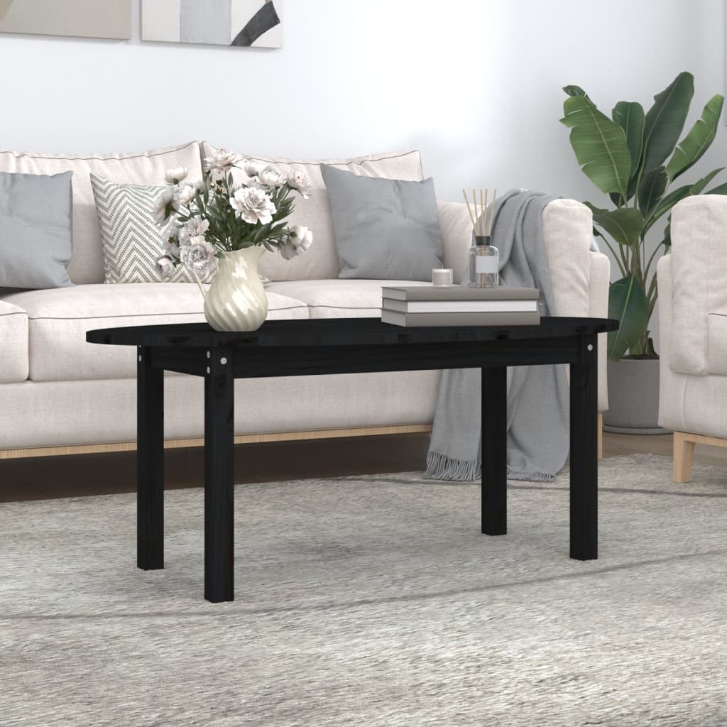 Table basse Noir 110x55x45 cm Bois massif de pin