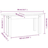 Couchtisch Weiß 80x40x35 cm Massives Kiefernholz