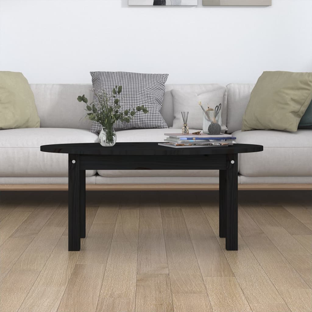 Table basse Noir 80x40x35 cm Bois massif de pin