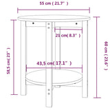 Couchtisch Schwarz Ø 55x60 cm Massives Kiefernholz