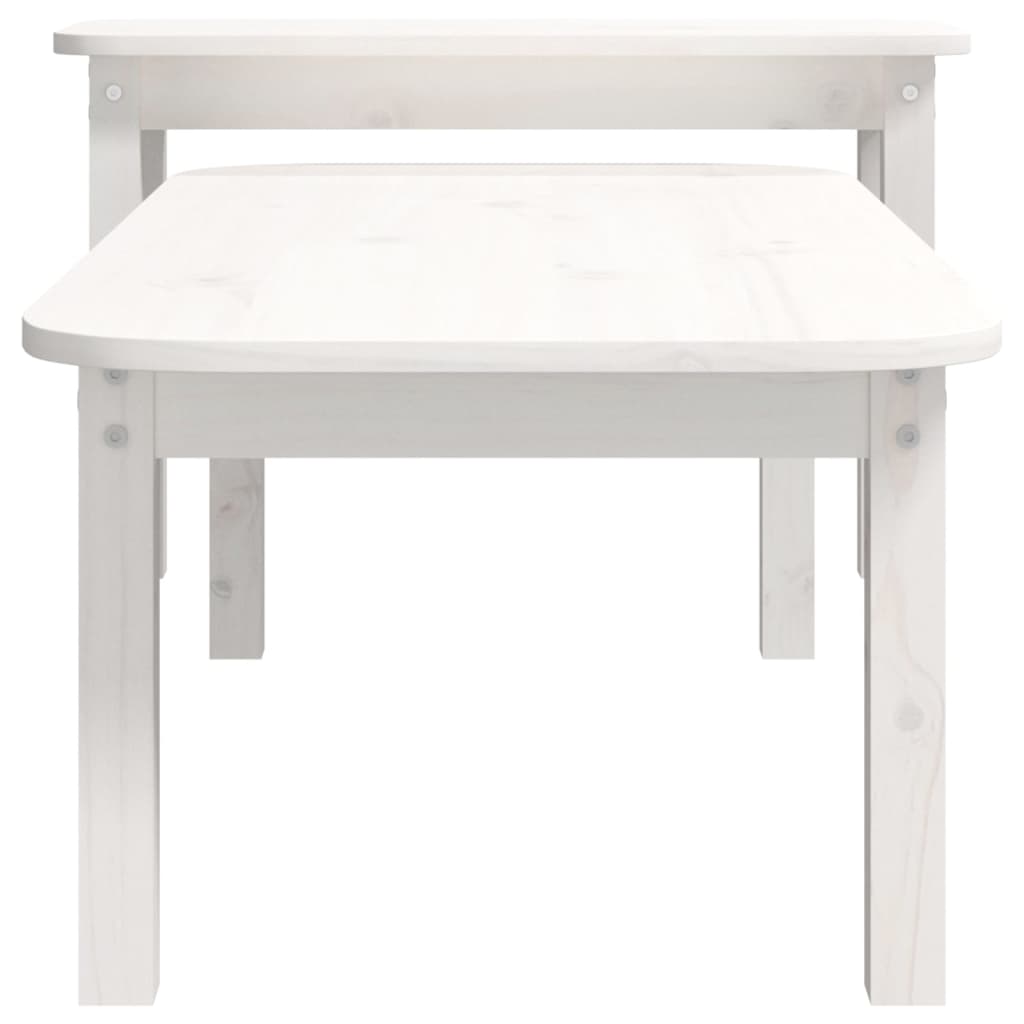 Ensemble de tables basses 2 pcs Blanc Bois massif de pin