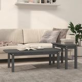 Coffee Table Set 2 pcs Grey Solid Pine Wood