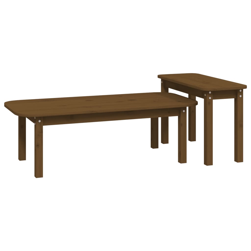 Ensemble de tables basses 2 pcs Marron miel Bois massif de pin