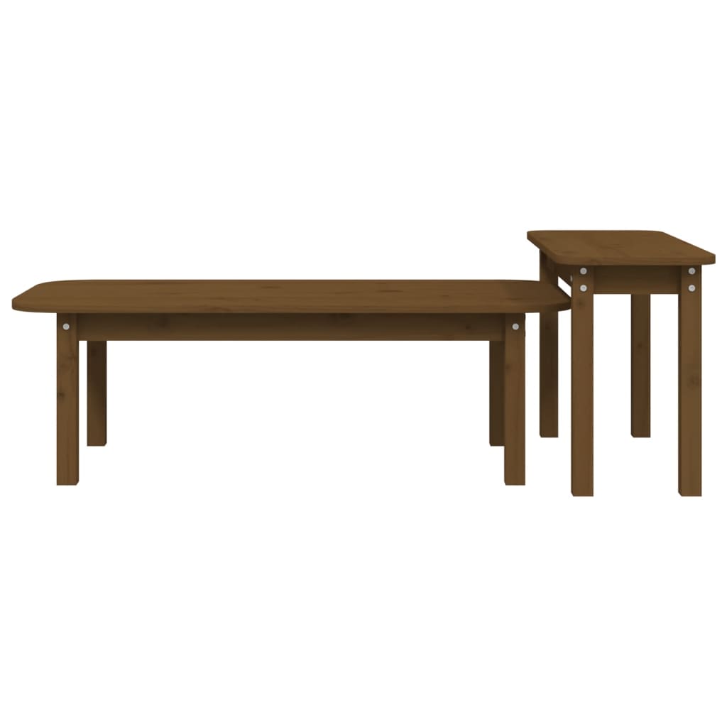 Ensemble de tables basses 2 pcs Marron miel Bois massif de pin