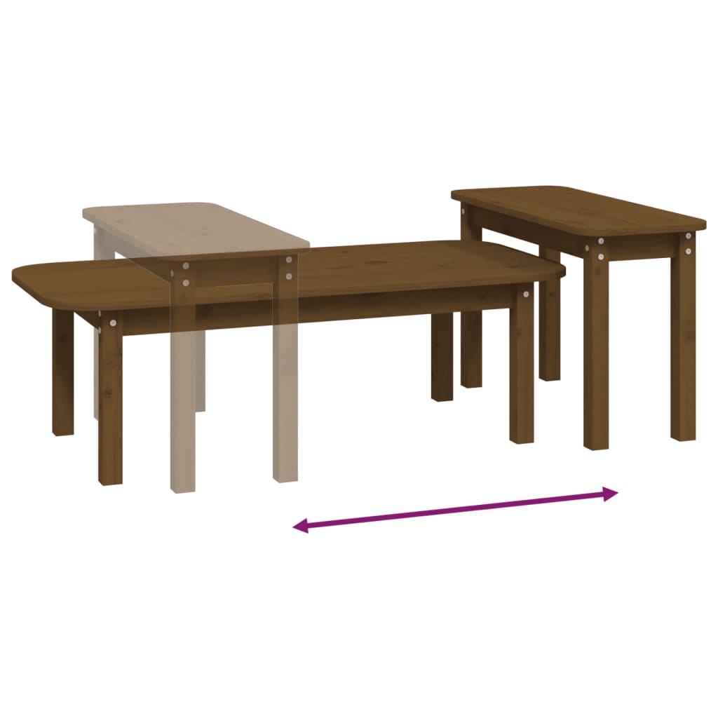 Ensemble de tables basses 2 pcs Marron miel Bois massif de pin