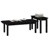 Ensemble de tables basses 2 pcs Noir Bois massif de pin