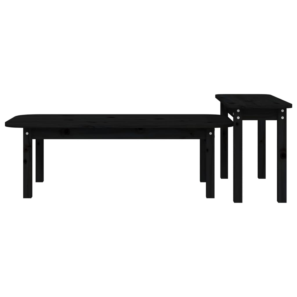 Ensemble de tables basses 2 pcs Noir Bois massif de pin