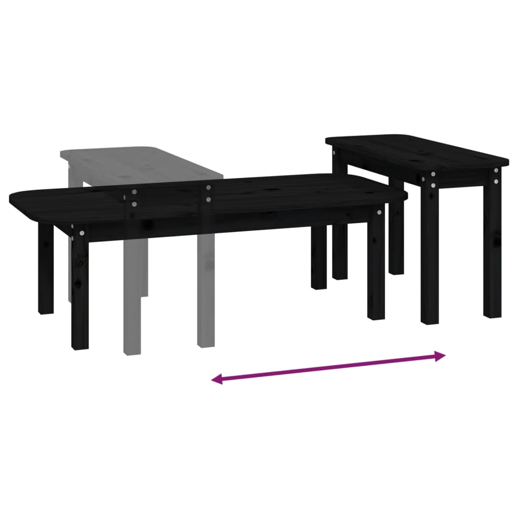 Ensemble de tables basses 2 pcs Noir Bois massif de pin