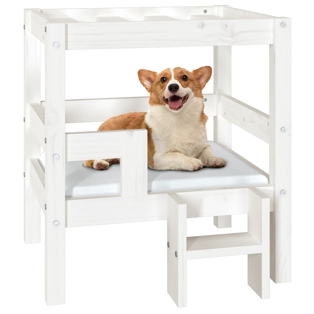 Dog bed White 55.5x53.5x60 cm Solid pine wood