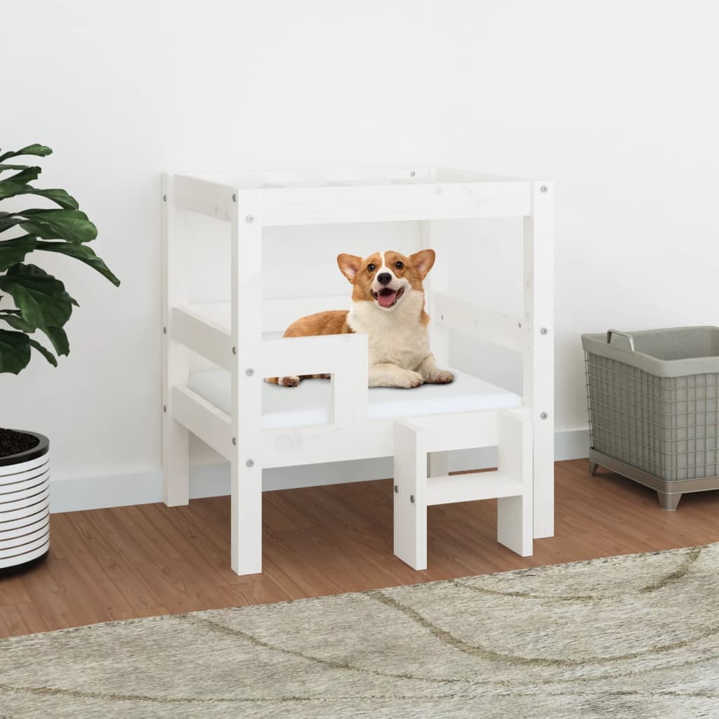 Dog bed White 55.5x53.5x60 cm Solid pine wood