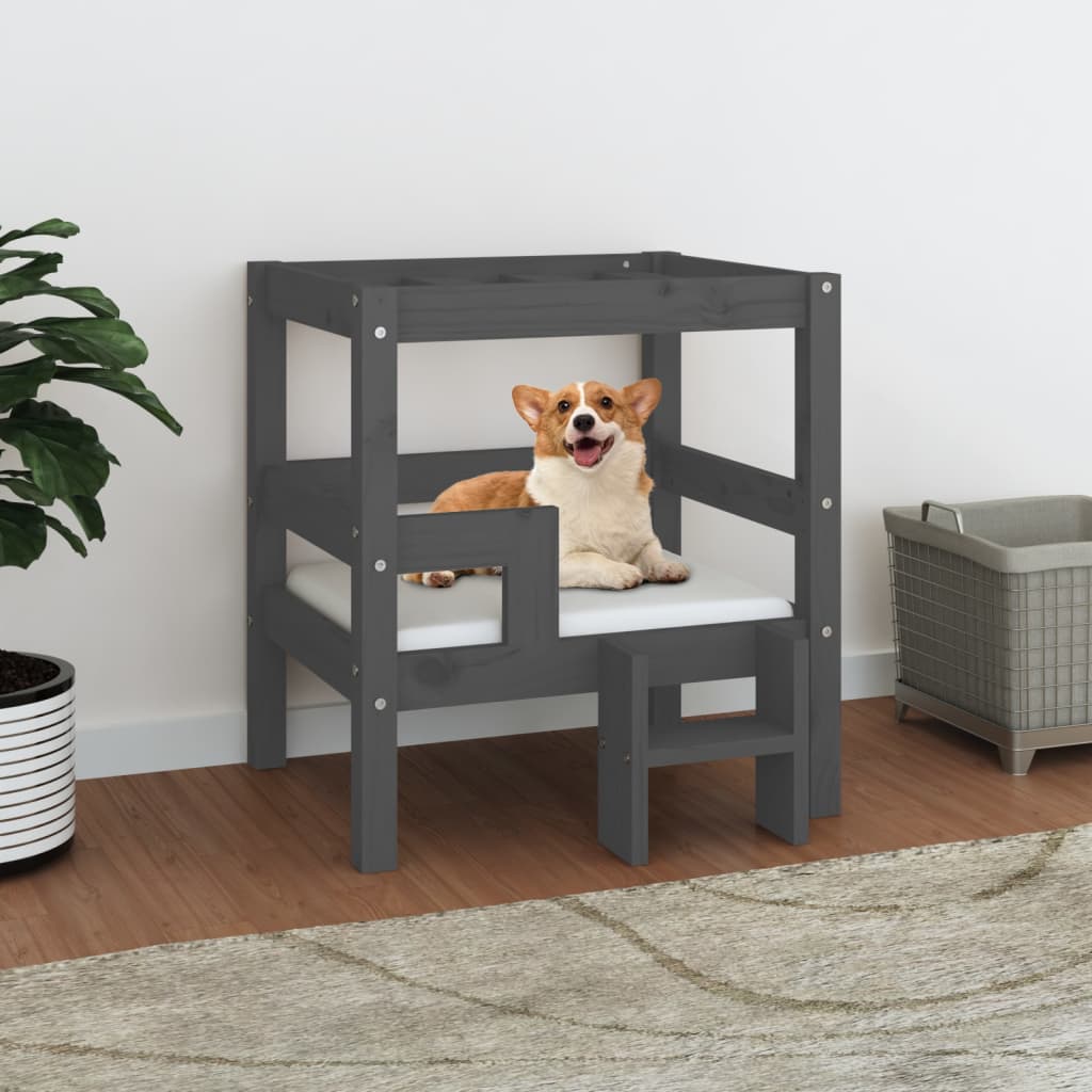 Dog bed Grey 55.5x53.5x60 cm Solid pine wood