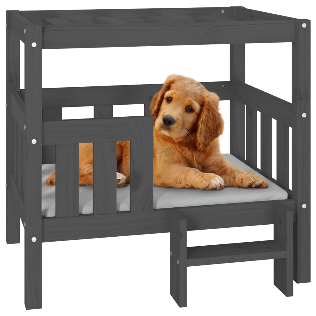 Dog bed Grey 75.5x63.5x70 cm Solid pine wood