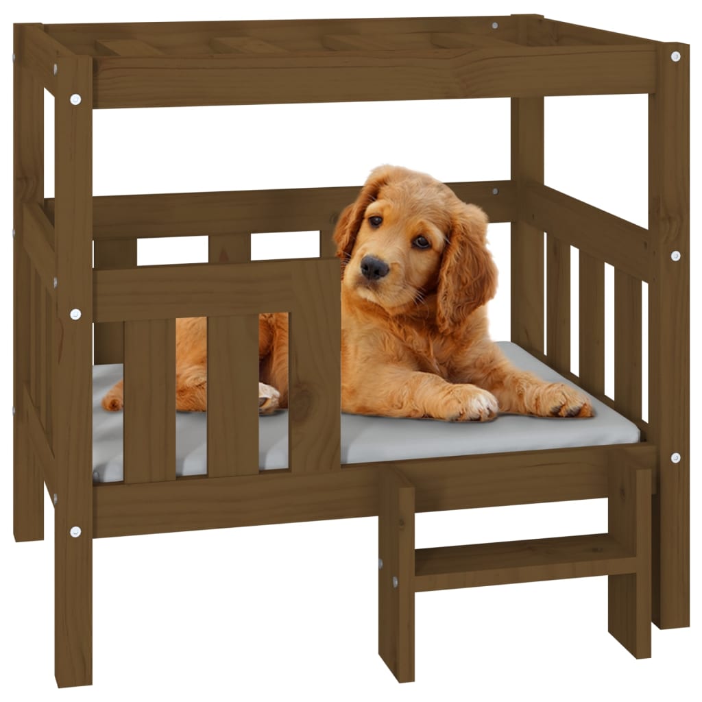 Dog bed Honey brown 75.5x63.5x70 cm Solid pine wood