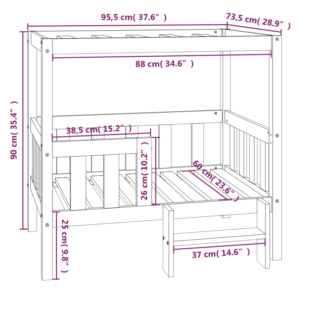 Dog bed 95.5x73.5x90 cm Solid pine wood