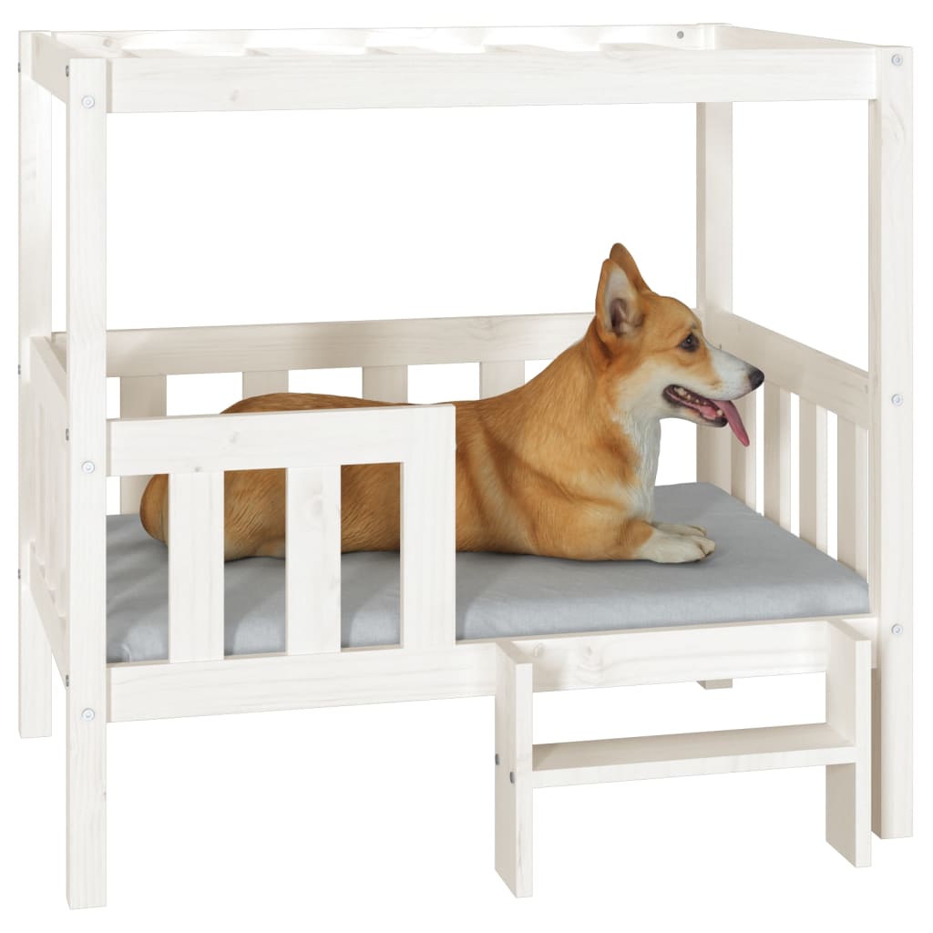 vidaXL Lit pour chien Blanc 95,5x73,5x90 cm Bois de pin solide