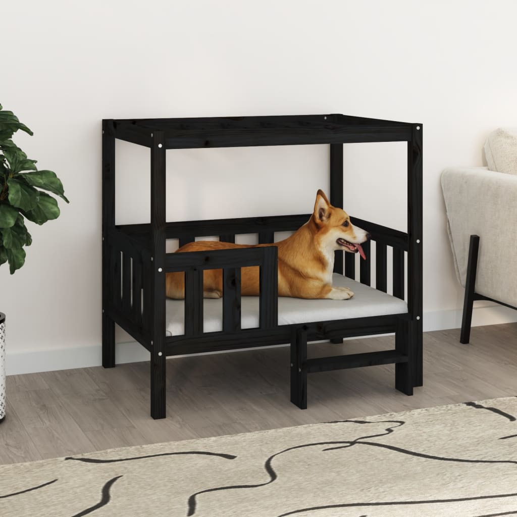 Dog bed Black 95.5x73.5x90 cm Solid pine wood