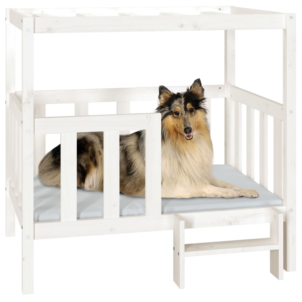 vidaXL Lit pour chien Blanc 105,5x83,5x100 cm Bois de pin solide