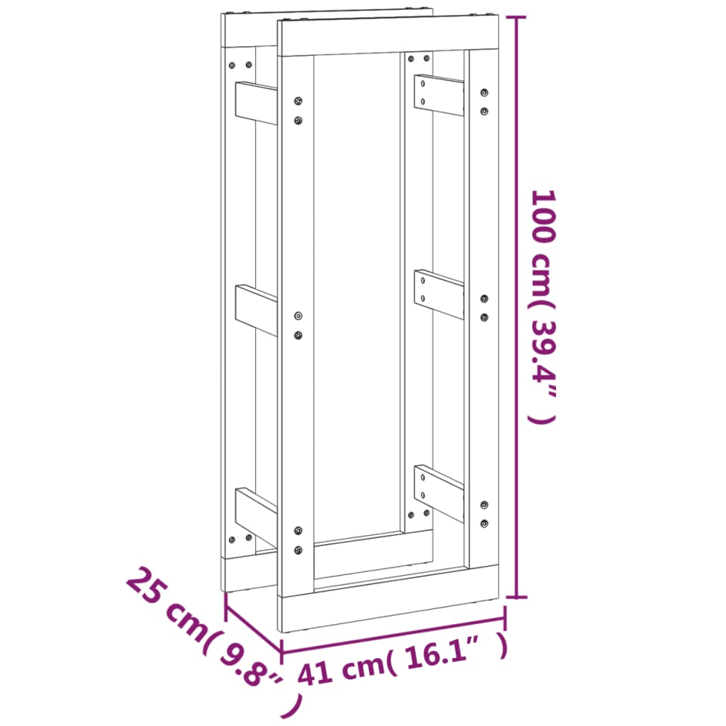 Support pour bois de chauffage Gris 41x25x100 cm Bois de pin