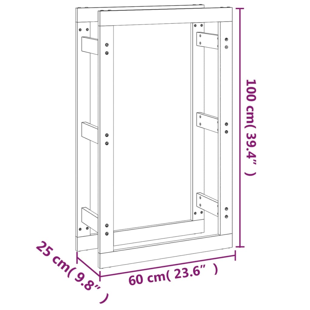 Support pour bois de chauffage 60x25x100 cm Bois de pin massif