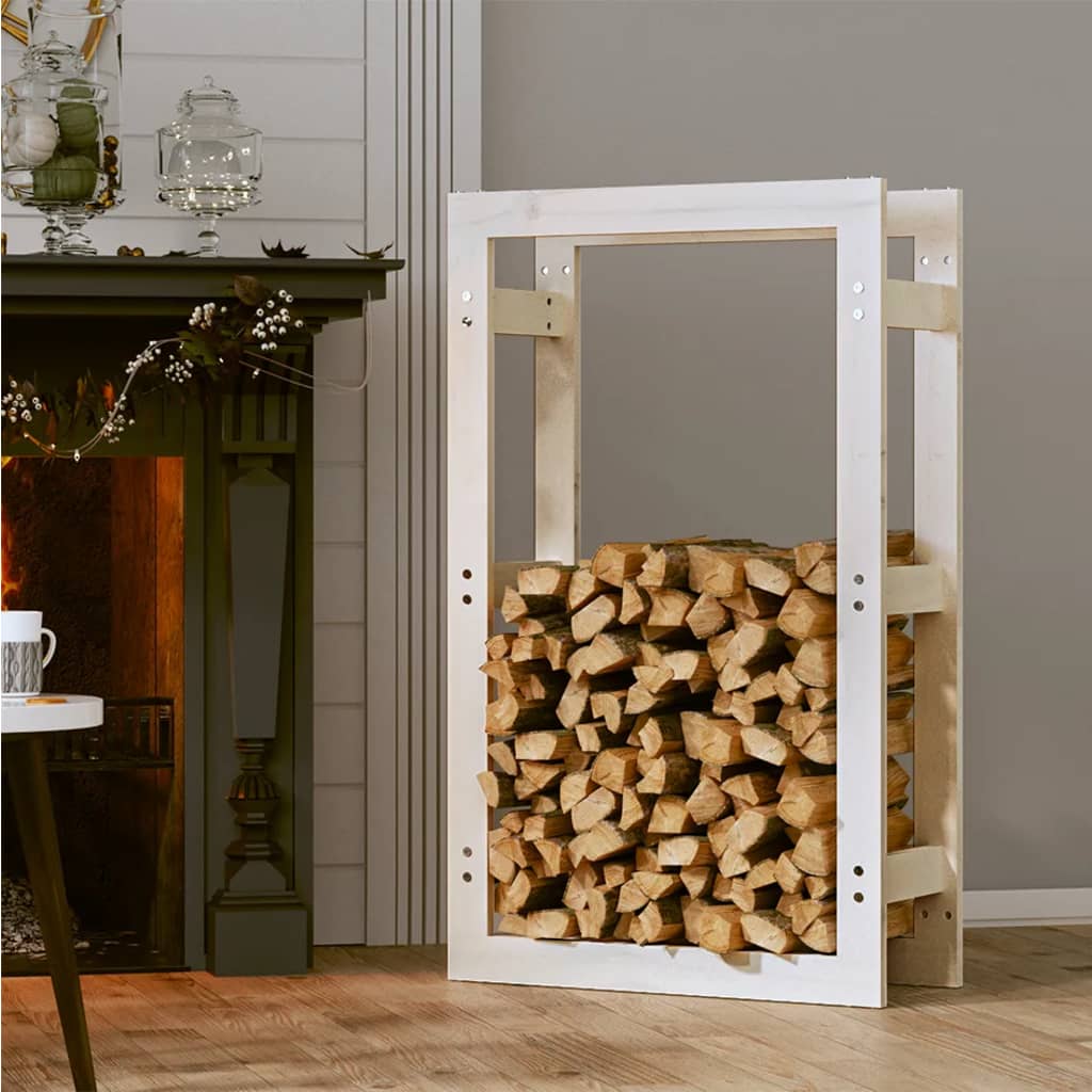 Support pour bois de chauffage Blanc 60x25x100 cm Bois de pin