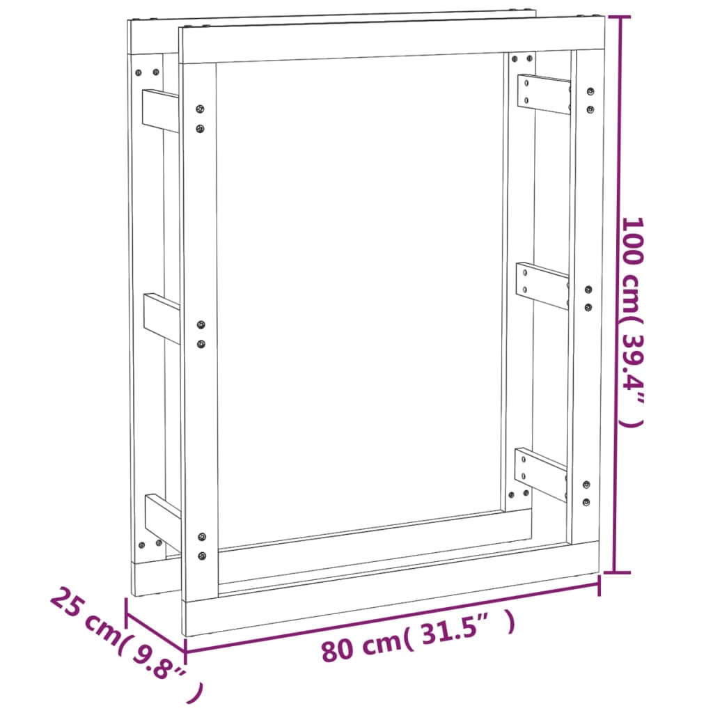 Support pour bois de chauffage Gris 80x25x100 cm Bois de pin