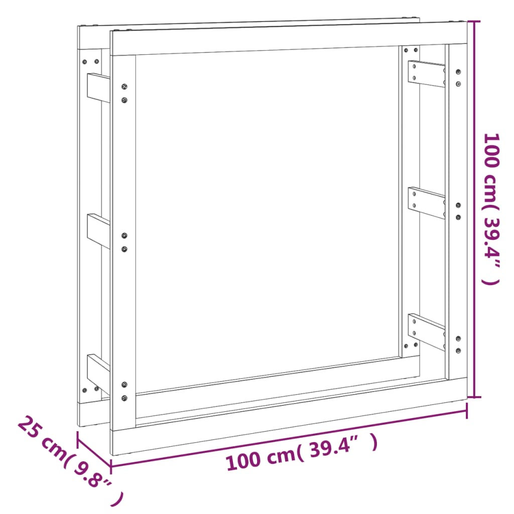 Support pour bois de chauffage 100x25x100 cm Bois de pin