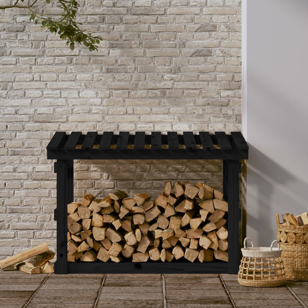 Support pour bois de chauffage Noir 108x64,5x77 cm Bois de pin