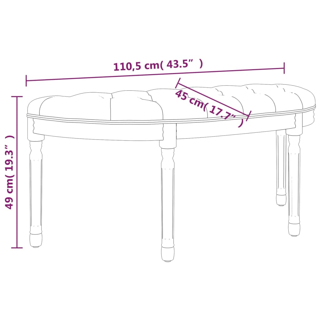 Banc Gris foncé 110,5x45x49 cm Velours