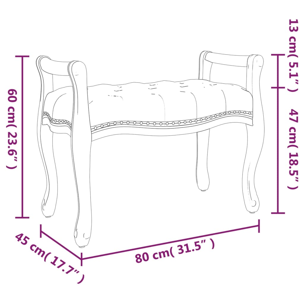 Banc Gris clair 80x45x60 cm Velours