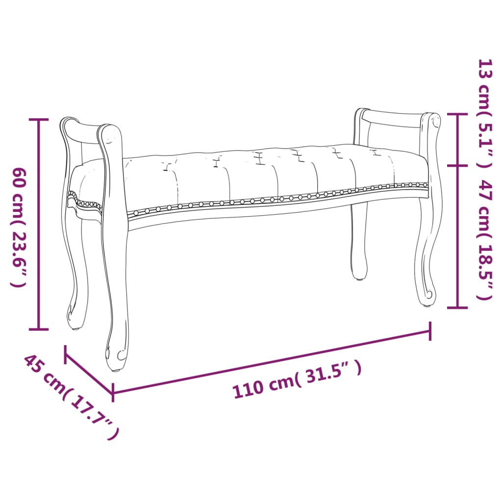 Banc Gris foncé 110x45x60 cm Tissu