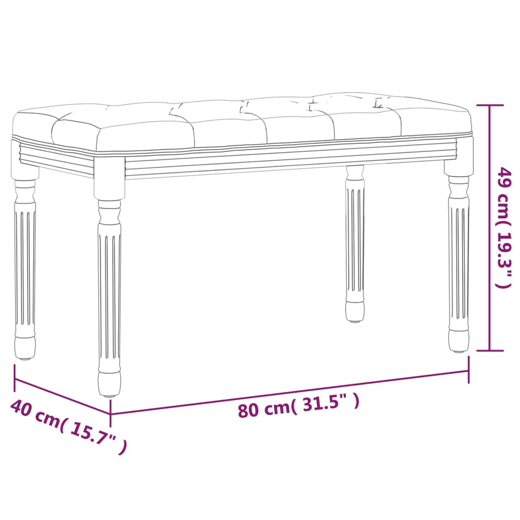 Banc Gris foncé 80x40x49 cm Tissu