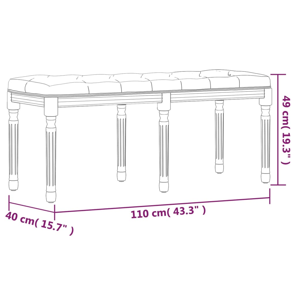 Banc Bleu 110x40x49 cm Velours