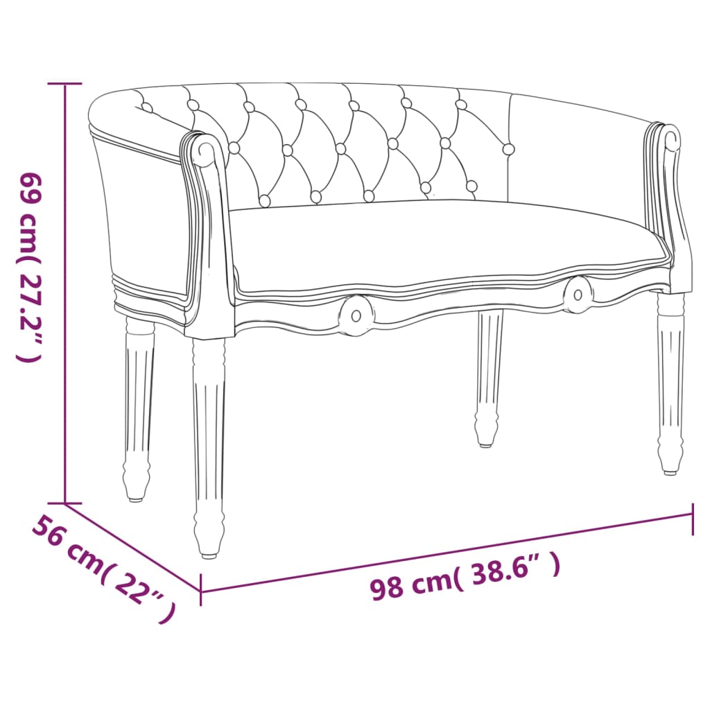 Dark Grey Bench 98x56x69 cm Fabric