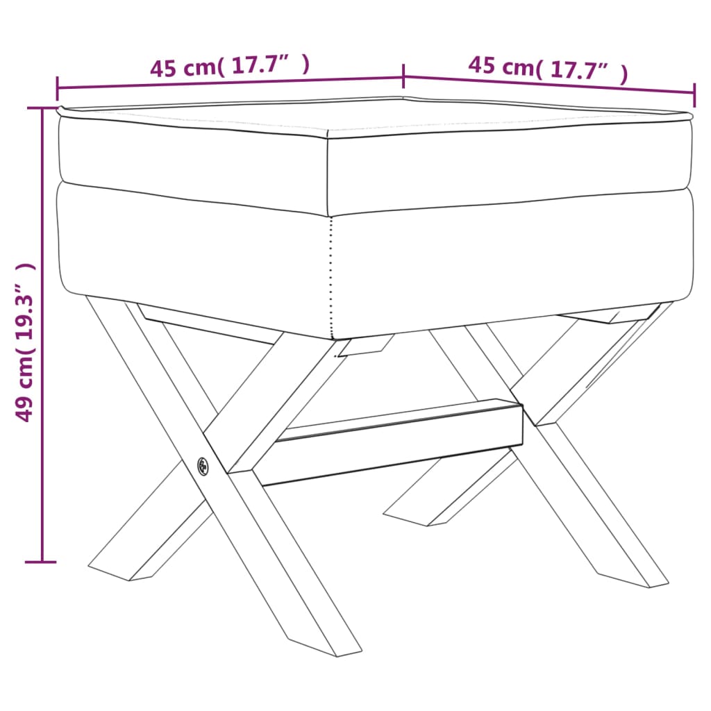 Tabouret de rangement Gris foncé 45x45x49 cm Tissu