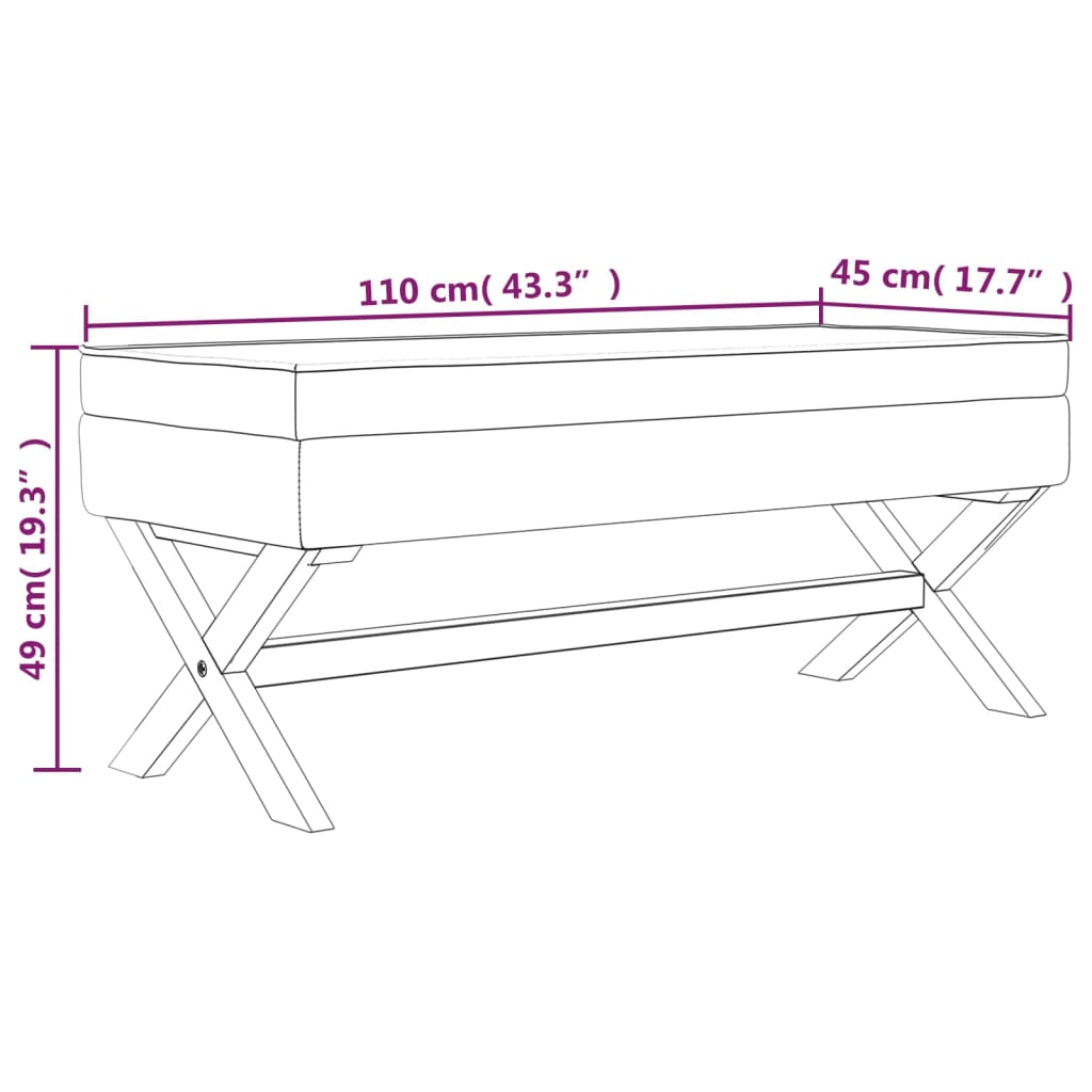 Tabouret de rangement Gris foncé 110x45x49 cm Tissu